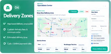 MediGO — Medicine Delivery & Operations Platform 05 Delivery Zones screenshot