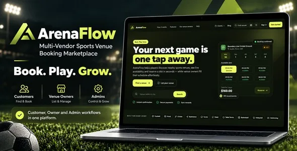 ArenaFlow — Multi-Vendor Sports Venue Booking Marketplace screenshot